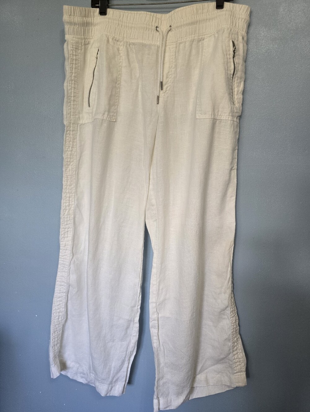 Athleta Cabo Linen Wide Leg Pants White Size 16